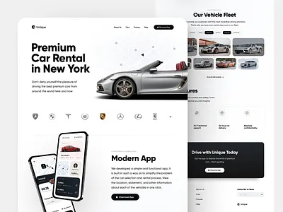 Premium Car Rental Services Website Design 3d illustration car car rental concept design home page interface minimalism premium car rental rental services service ui ui visual design user interface ux web web design website