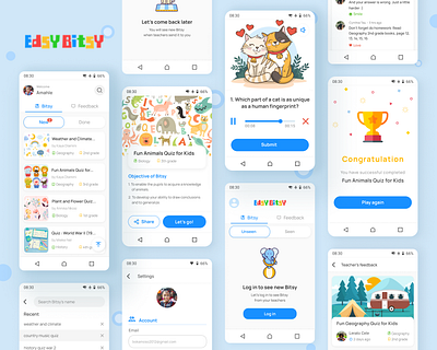 Quiz Progressive Web Apps - Edsy Bitsy cute app kids app learn app learning app pwa quiz app quiz app ui quiz mobile app ui
