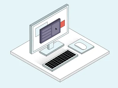 Isometric Workstation animation graphic design illustration isometric keyboard monitor mouse vector