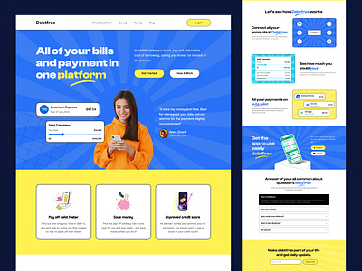 Debtfree - Fintech Saas Website Design bills design fintech header landing page payment popular saas ui ui ux ui design ux uxdesign web design web header web ui website website ui