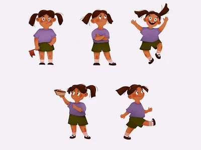 little girl book illustration character character design children color cute design girl illustration illustrator personage poses procreate texture vector
