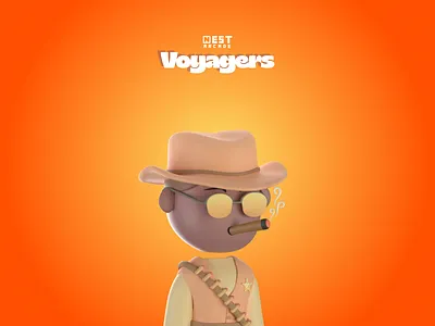 Western Voyager 3d art 3d character 3d design 3d model 3d nft arcade blender boy camera cowboy cycles game glasses illustration meka nft trip video game voyager vr