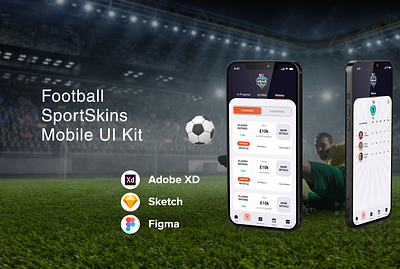 Football SportSkins Mobile UI Kit app app design art branding design graphic design illustration inspiration logo mobileappui mobiledesign mobilekit mobileui mobileuiux mobileux ui uidesign uiux uiuxdesign uxdesign