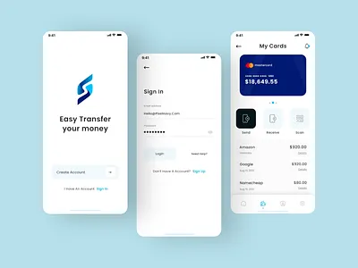 Easy Transfer | Finance Mobile App android app app design app ui creative ui credit card finance finance app financial interface design ios minimal mobile banking money app money transfer online banking ui ui design ui ux user experience ux