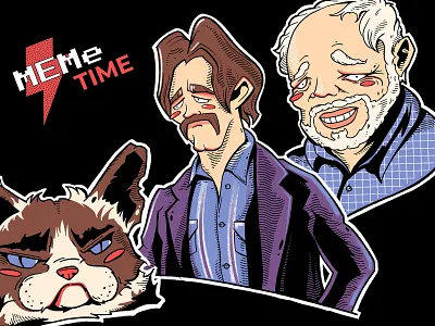 Memes bright cat character characterdesign color grumpy harold illustration meme sticker