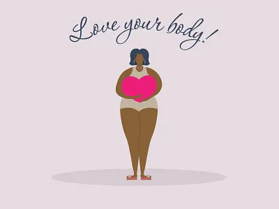 Body positive illustration black woman body body positive female feminism girl heart illustration illustrations love woman