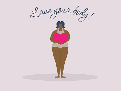 Body positive illustration black woman body body positive female feminism girl heart illustration illustrations love woman