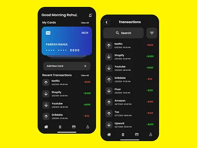 Banking App (Transaction Screen). app banking app color colour dribbble figma instagram minimal ui uidesign uiux uiuxdesign user interface user interface design ux uxui