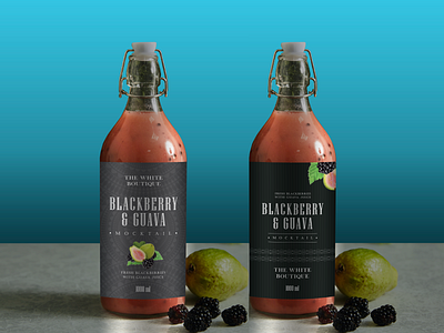 TWB Mocktail Label design glass bottle graphic design illustration juice label design mocktail packaging