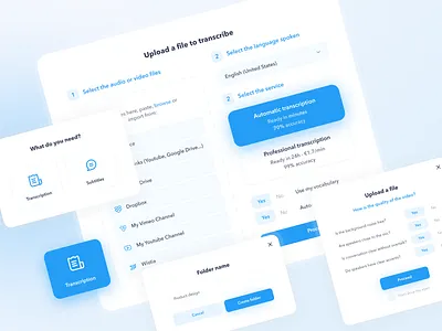 UI Elements: Happyscribe clean dashboard design system dialog dialog box form minimal modal modals pop ups popups ui uiux ux сomponents