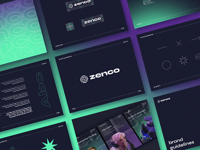 ZENCO - Streaming Platform Brand Design banner brand brand book brand colors brand design brand guidelines branding colors gradient gradient design graph graphic design logo logo design logotype ui