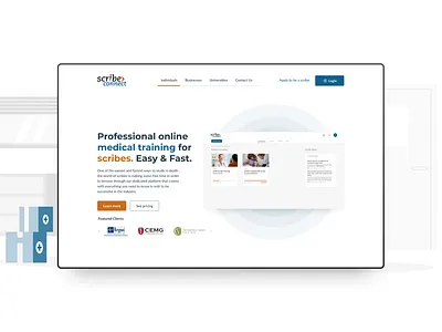 Scribe Connect - Medical Platform Landing Page clean design landing page medical minimalist modern platform simple ui ui ux user interface ux web design