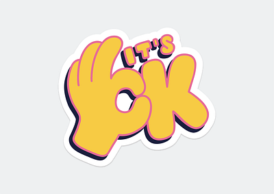 It's OK design hand illustrator ok sticker vector