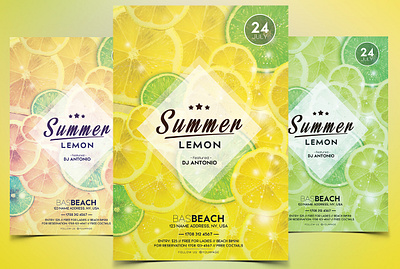 Summer lemon flyer flyer template graphic design