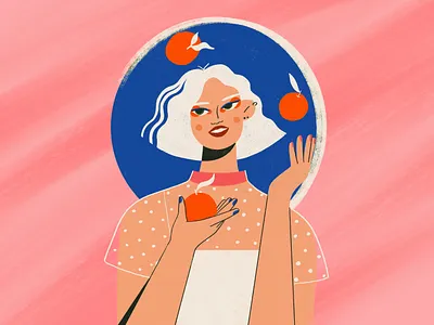 girl with clementines character design flat girl illustration procreate