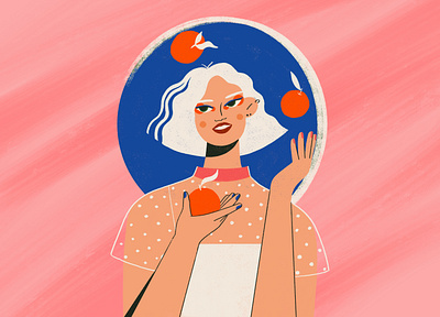 girl with clementines character design flat girl illustration procreate