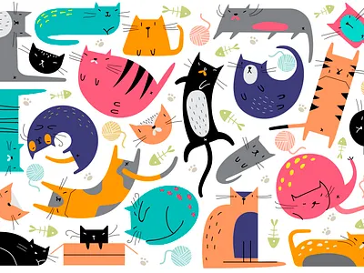 Cats branding cats color design funny illustration inspiration love