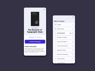 Audio Book UI Challenge app book branding design illustration purple search typography ui ui challenge