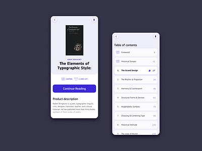 Audio Book UI Challenge app book branding design illustration purple search typography ui ui challenge