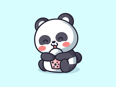 Panda Boba adorable animal baby bear boba brand branding character cute drink funnny illustration jaysx1 kawaii kid logo mascot panda simple vector