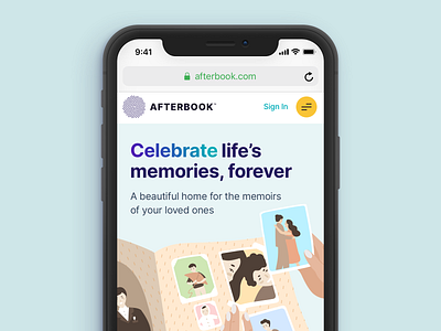 Afterbook Landing Page branding clean design green homepage illustration landing page mobile web orange web design web ui