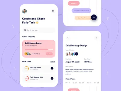 Task Manager App app app design app ui app ui design daily task app design task management app task manager task manager app uihut visual visual design