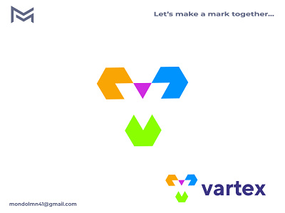 vartex - technology logo branding colorful modern brand gaming logo logo design mark negative space software tech techno technology company unique v letter website builder