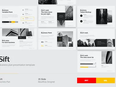 Sift - Business Plan Presentation clean colorful company corporate design google slides keynote modern multipurpose multipurpose template photography pitch deck portfolio presentation studio template unique web design web development website