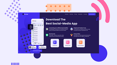 Social Media App app design landing page social media