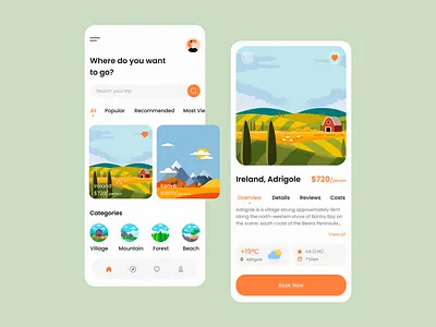 Travel App app design booking app design discover illustration mobile mobile ui tourism tours travel travel app trip ui