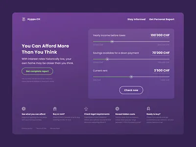 Hyppo.CH animation calculator design finance fintech interaction interface mobile mortgage ui ui design ux web web design website