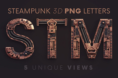 Steampunk - 3D Lettering 3d digitalart lettering typography