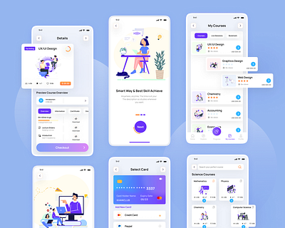 E-Learning Platform Mobile App Design branding design graphic design landing page design mobile app design product design ui ux website design