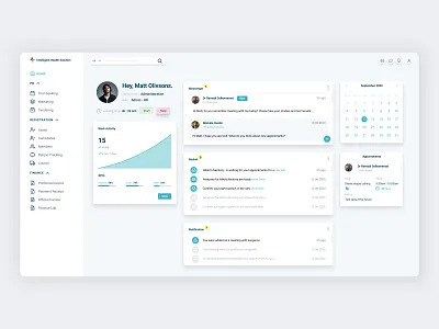 IHS - Intelligent Health Solution calendar clinic dashboard design ehr emr health homepage medical medicine minimal person product schedule service solution tracker ui ux web