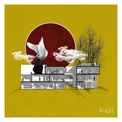 Lost in the wind architecture art collage design graphic design illustration minimal