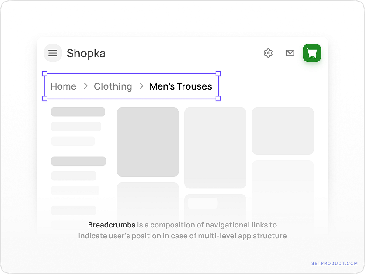 Breadcrumbs UI designs, themes, templates and downloadable graphic
