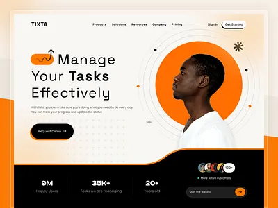 Task Management Website application data header hero landing page modern navigation planner product design productivity project management saas task task management team management ui ux visual identity web website