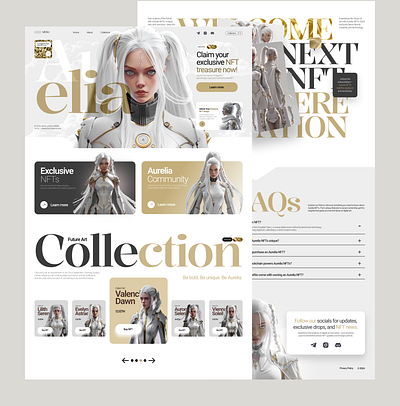 Landing page for selling the Aurelia NFT collection.💫✨ design landing nft ui ux web design webdesign лэндингпейдж нфт