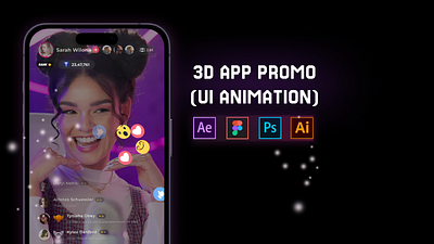 Live Streaming App Promo with UI Animations 3d app branding design logo ui ux