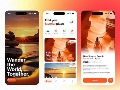 Travel App app appdesign colors layout mobile app ui