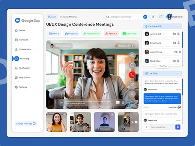 🚀 Moder​​​​​​​n UI/UX Video Conference Dashboard 🎥 business ui clean ui collaboration tool conference app dashboard figma design live chat meeting app minimal ui modern design product design responsive design saas dashboard ui inspiration uiux user experience user interface video conferencing web app web dashboard