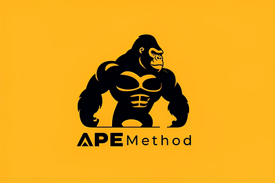 minimalist gorilla logo design on amber yellow background branding gorilla logo graphic design logo logo design logos