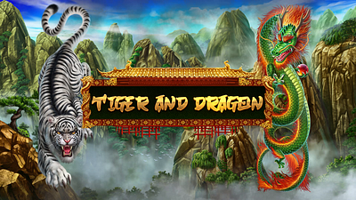 slot machine Tiger and Dragon art for games bet casino character design cartoon crypto game gambling game art game designers gaming gaming machines casinos igaming illustration illustration graphic designer jackpot slot design slotmachine slots symbol icons volatility winning combination