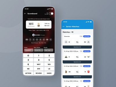 Cricket Scoreboard app ui cricket design designer digital score dream11 football india ipl score scroecard ui ui design ux