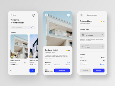 Hotel Booking App - Light Mode app design typography ui ux