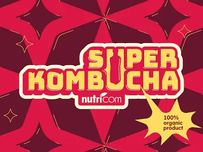 Packaging and logo design for a kombucha drink boldcolors bottleprint kombuchadesign kombuchapackaging logodesign packaging printing superman typographylogo