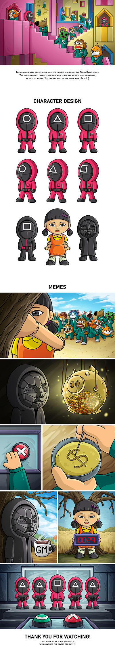 Squid Game memecoin | crypto memes 2d art blockchain cartoon cartoon character character design chill guy comic crypto crypto art doge funny illustration maskot meme memes mumu nft pepe ponke token