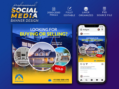 Real Estate Social Media Banner ad banner ads banner banner ads cover design facebook post graphic design header illustration instagram post logo re real estate banner real estate social media banner social media ui