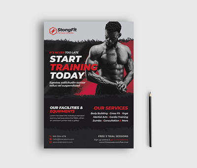 Fitness Gym Flyer Template aesthetic bodybuilding dynamic energetic exercise fitness fitness flyer fitness flyer template gym gym flyer health flyer healthy jogging leaflet man gym marketing training workout yoga flyer