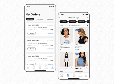 Ecommerce Clothes Shop app design flat minimal mobile ui ux